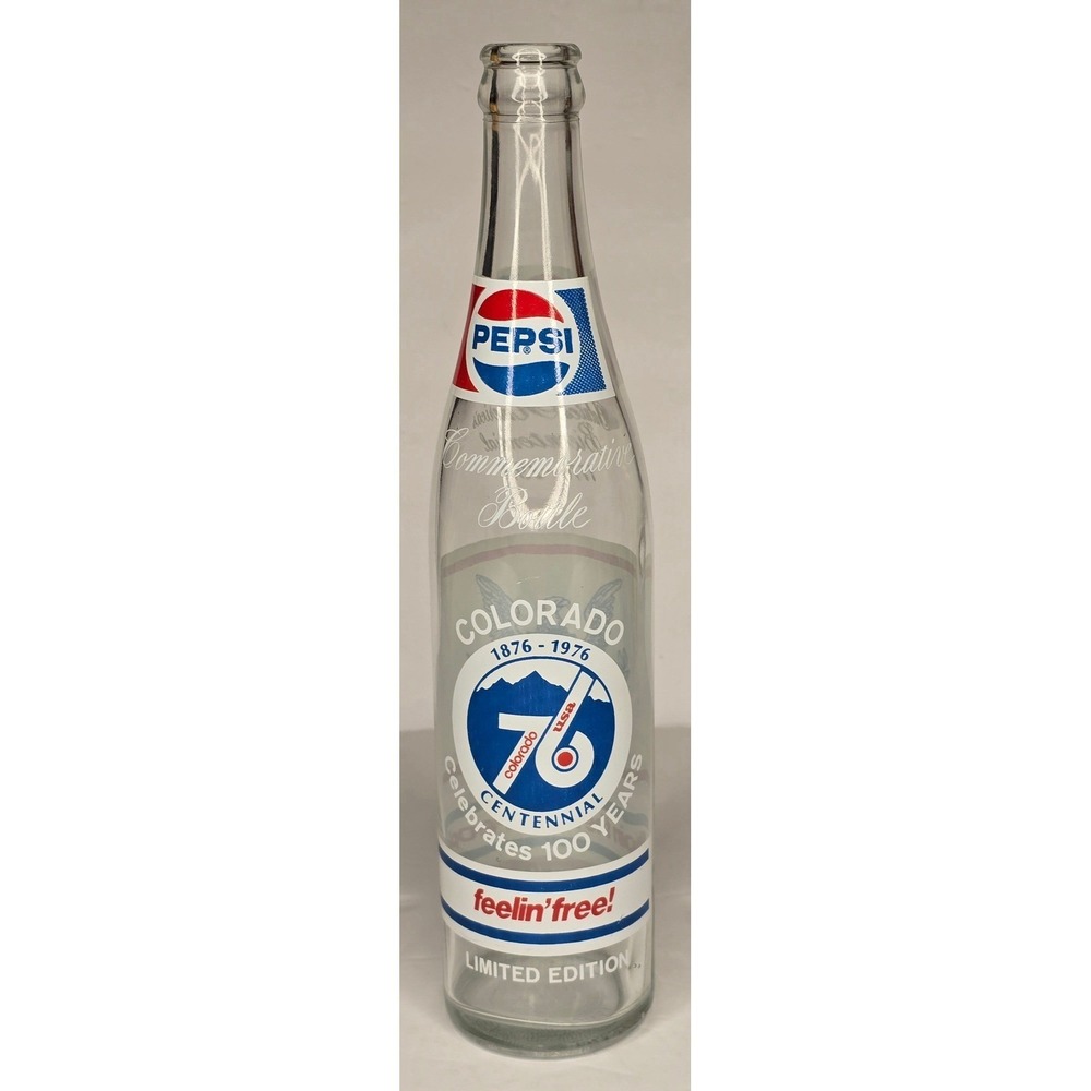 VINTAGE PEPSI-COLA COLORADO CENTENNIAL COMMEMORATIVE SODA BOTTLE 1975 16 oz - Picture 2 of 3